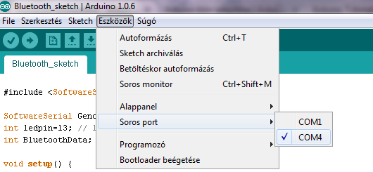 Arduino klón telepítés - Soros port