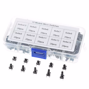 Nyomógomb készlet dobozban - 6x6mm - 200db