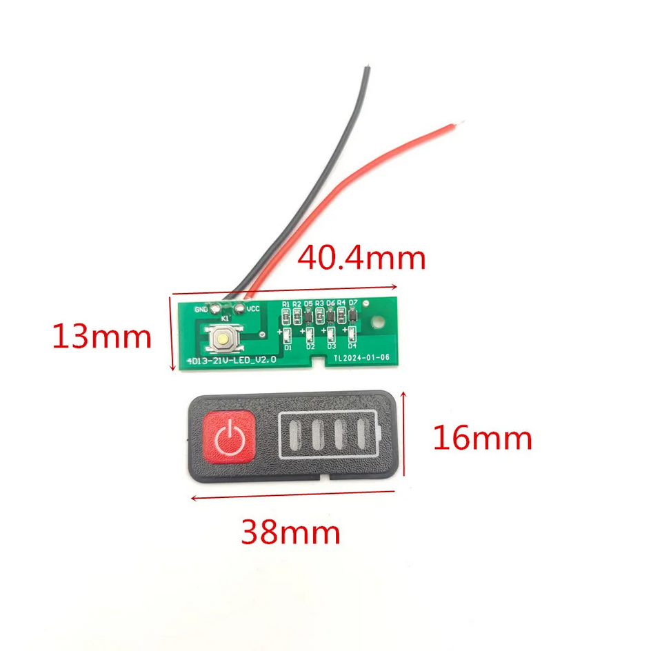 Beépíthető ledes akkumulátor kapacitás visszajelző - Li-ion 21V