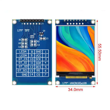 1.77" TFT LCD Színes Kijelző Modul